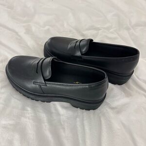 Black Faux Leather Loafers